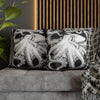 Octopus Kraken Tentacles Black White Ink Art Spun Polyester Square Pillow Case Home Decor