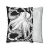 Octopus Kraken Tentacles Black White Ink Art Spun Polyester Square Pillow Case Home Decor