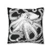 Octopus Kraken Tentacles Black White Ink Art Spun Polyester Square Pillow Case Home Decor