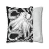 Octopus Kraken Tentacles Black White Ink Art Spun Polyester Square Pillow Case Home Decor