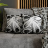 Octopus Kraken Tentacles Black White Ink Art Spun Polyester Square Pillow Case Home Decor