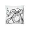 Octopus Kraken Tentacles Black White Ink Art Spun Polyester Square Pillow Case Home Decor