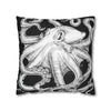 Octopus Kraken Tentacles Black White Ink Art Spun Polyester Square Pillow Case Home Decor