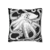 Octopus Kraken Tentacles Black White Ink Art Spun Polyester Square Pillow Case Home Decor