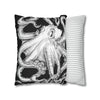 Octopus Kraken Tentacles Black White Ink Art Spun Polyester Square Pillow Case Home Decor