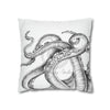 Octopus Kraken Tentacles Black White Ink Art Spun Polyester Square Pillow Case Home Decor