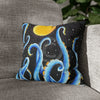 Octopus Kraken Tentacles Blue And Moon Ink Art Spun Polyester Square Pillow Case 14 × Home Decor