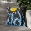 Octopus Kraken Tentacles Blue And Moon Ink Art Spun Polyester Square Pillow Case 16 × Home Decor