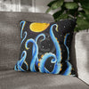 Octopus Kraken Tentacles Blue And Moon Ink Art Spun Polyester Square Pillow Case 18 × Home Decor