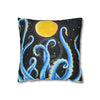 Octopus Kraken Tentacles Blue And Moon Ink Art Spun Polyester Square Pillow Case Home Decor