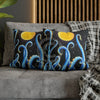 Octopus Kraken Tentacles Blue And Moon Ink Art Spun Polyester Square Pillow Case Home Decor