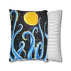 Octopus Kraken Tentacles Blue And Moon Ink Art Spun Polyester Square Pillow Case Home Decor