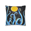 Octopus Kraken Tentacles Blue And Moon Ink Art Spun Polyester Square Pillow Case Home Decor