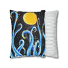 Octopus Kraken Tentacles Blue And Moon Ink Art Spun Polyester Square Pillow Case Home Decor