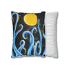 Octopus Kraken Tentacles Blue And Moon Ink Art Spun Polyester Square Pillow Case Home Decor