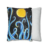 Octopus Kraken Tentacles Blue And Moon Ink Art Spun Polyester Square Pillow Case Home Decor