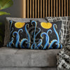 Octopus Kraken Tentacles Blue And Moon Ink Art Spun Polyester Square Pillow Case Home Decor