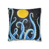 Octopus Kraken Tentacles Blue And Moon Ink Art Spun Polyester Square Pillow Case Home Decor