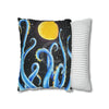 Octopus Kraken Tentacles Blue And Moon Ink Art Spun Polyester Square Pillow Case Home Decor