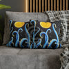 Octopus Kraken Tentacles Blue And Moon Ink Art Spun Polyester Square Pillow Case Home Decor