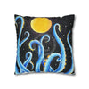 Octopus Kraken Tentacles Blue And Moon Ink Art Spun Polyester Square Pillow Case Home Decor