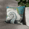 Octopus Kraken Tentacles Blue Ink Art Spun Polyester Square Pillow Case 14 × Home Decor