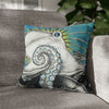 Octopus Kraken Tentacles Blue Ink Art Spun Polyester Square Pillow Case 16 × Home Decor