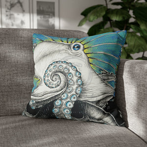 Octopus Kraken Tentacles Blue Ink Art Spun Polyester Square Pillow Case 20 × Home Decor