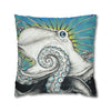 Octopus Kraken Tentacles Blue Ink Art Spun Polyester Square Pillow Case Home Decor