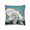 Octopus Kraken Tentacles Blue Ink Art Spun Polyester Square Pillow Case Home Decor