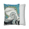 Octopus Kraken Tentacles Blue Ink Art Spun Polyester Square Pillow Case Home Decor