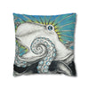 Octopus Kraken Tentacles Blue Ink Art Spun Polyester Square Pillow Case Home Decor