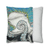 Octopus Kraken Tentacles Blue Ink Art Spun Polyester Square Pillow Case Home Decor