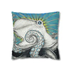 Octopus Kraken Tentacles Blue Ink Art Spun Polyester Square Pillow Case Home Decor