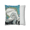 Octopus Kraken Tentacles Blue Ink Art Spun Polyester Square Pillow Case Home Decor