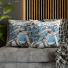 Octopus Kraken Tentacles Blue White Map Ink Art Spun Polyester Square Pillow Case Home Decor