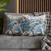 Octopus Kraken Tentacles Blue White Map Ink Art Spun Polyester Square Pillow Case Home Decor