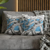 Octopus Kraken Tentacles Blue White Map Ink Art Spun Polyester Square Pillow Case Home Decor