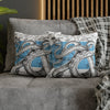 Octopus Kraken Tentacles Blue White Map Ink Art Spun Polyester Square Pillow Case Home Decor