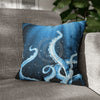 Octopus Kraken Tentacles Galaxy Star Blue Watercolor Art Spun Polyester Square Pillow Case 16 × Home