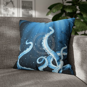 Octopus Kraken Tentacles Galaxy Star Blue Watercolor Art Spun Polyester Square Pillow Case 20 × Home