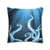 Octopus Kraken Tentacles Galaxy Star Blue Watercolor Art Spun Polyester Square Pillow Case Home
