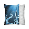 Octopus Kraken Tentacles Galaxy Star Blue Watercolor Art Spun Polyester Square Pillow Case Home
