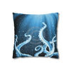 Octopus Kraken Tentacles Galaxy Star Blue Watercolor Art Spun Polyester Square Pillow Case Home