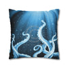 Octopus Kraken Tentacles Galaxy Star Blue Watercolor Art Spun Polyester Square Pillow Case Home