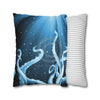 Octopus Kraken Tentacles Galaxy Star Blue Watercolor Art Spun Polyester Square Pillow Case Home