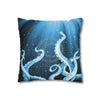 Octopus Kraken Tentacles Galaxy Star Blue Watercolor Art Spun Polyester Square Pillow Case Home