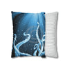 Octopus Kraken Tentacles Galaxy Star Blue Watercolor Art Spun Polyester Square Pillow Case Home