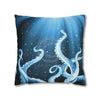 Octopus Kraken Tentacles Galaxy Star Blue Watercolor Art Spun Polyester Square Pillow Case Home