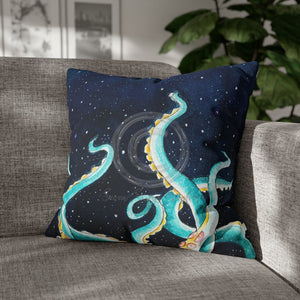 Octopus Kraken Tentacles Galaxy Star Watercolor Art Spun Polyester Square Pillow Case 20 × Home